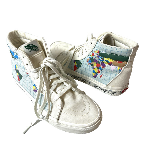 Vans Sneakers Womens 9 Multicolor Save our Planet SK8- Hi Lace Up Mens 7.5 Shoes - Picture 1 of 10